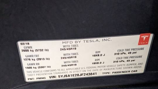 2018 Tesla Model S 5YJSA1E28JF243841