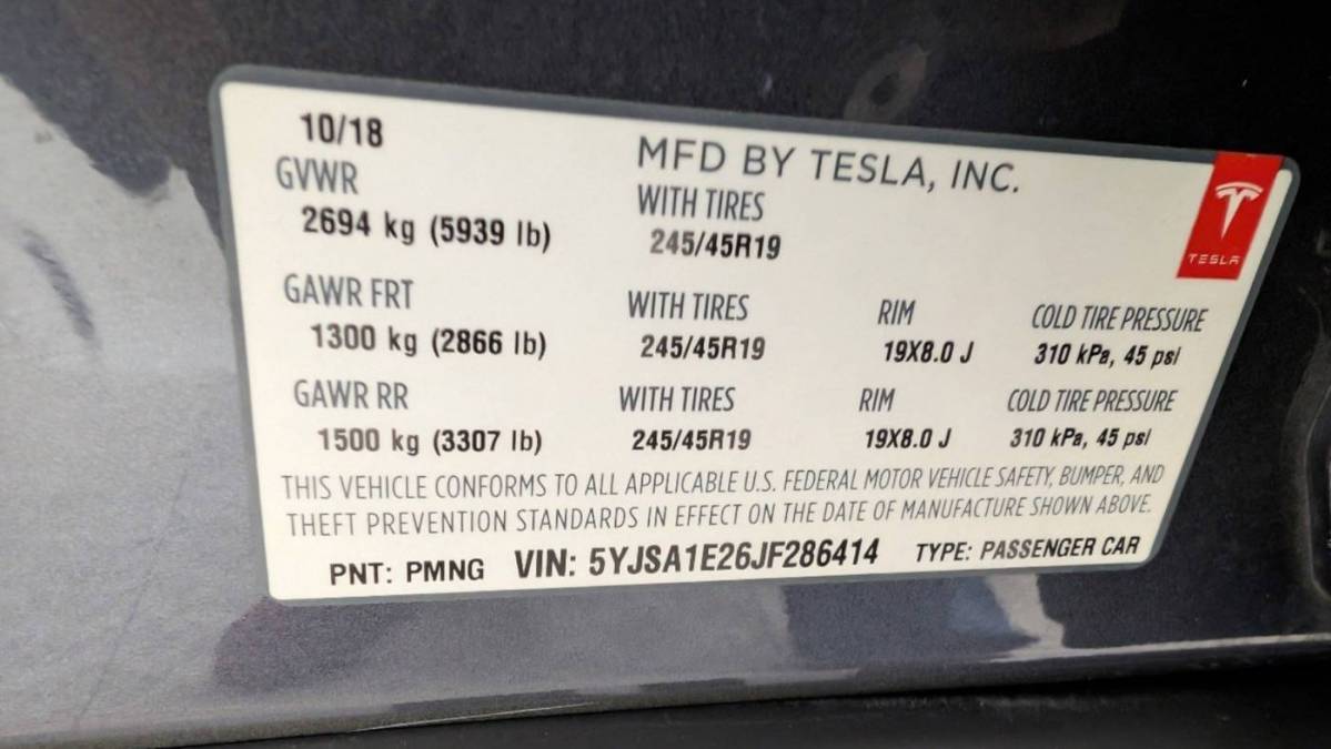 2018 Tesla Model S 5YJSA1E26JF286414