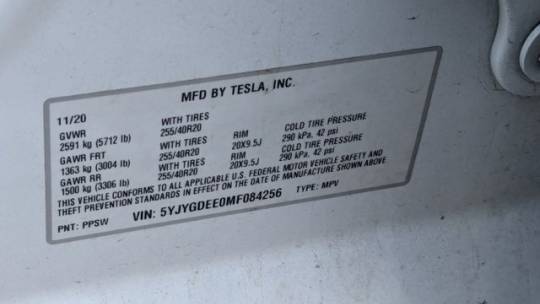 2021 Tesla Model Y 5YJYGDEE0MF084256