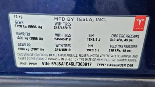 2020 Tesla Model S 5YJSA1E46LF363917