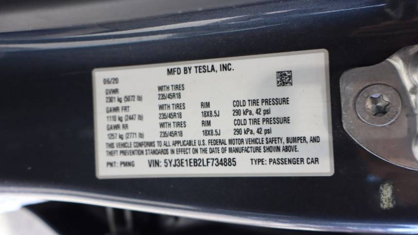 2020 Tesla Model 3 5YJ3E1EB2LF734885