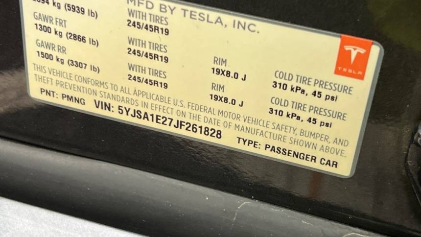 2018 Tesla Model S 5YJSA1E27JF261828