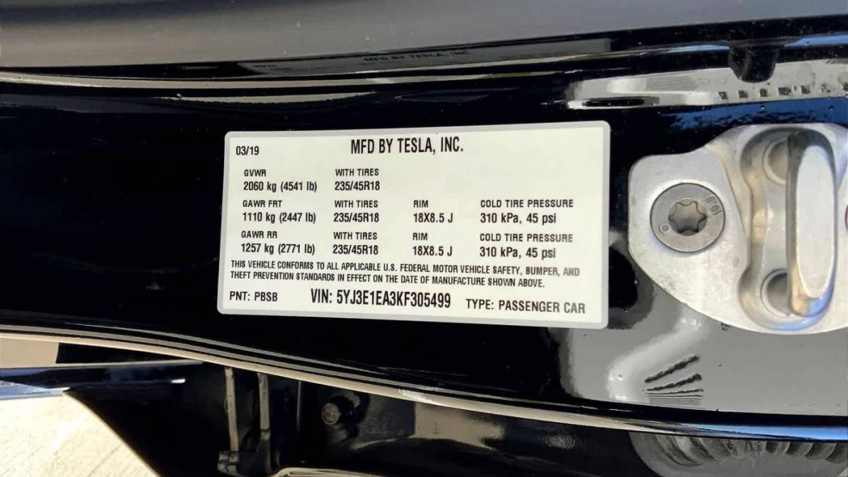 2019 Tesla Model 3 5YJ3E1EA3KF305499