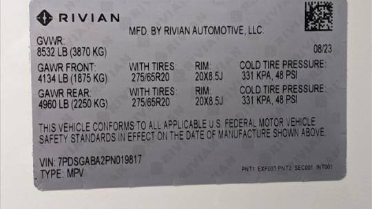 2023 Rivian R1S 7PDSGABA2PN019817