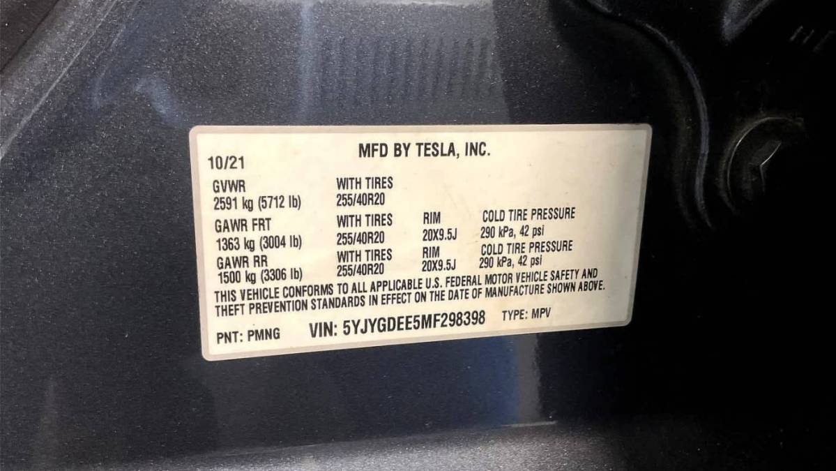 2021 Tesla Model Y 5YJYGDEE5MF298398