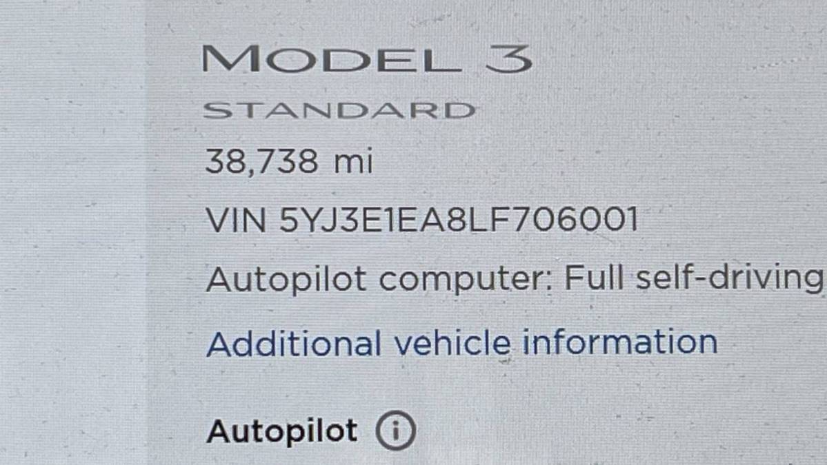 2020 Tesla Model 3 5YJ3E1EA8LF706001