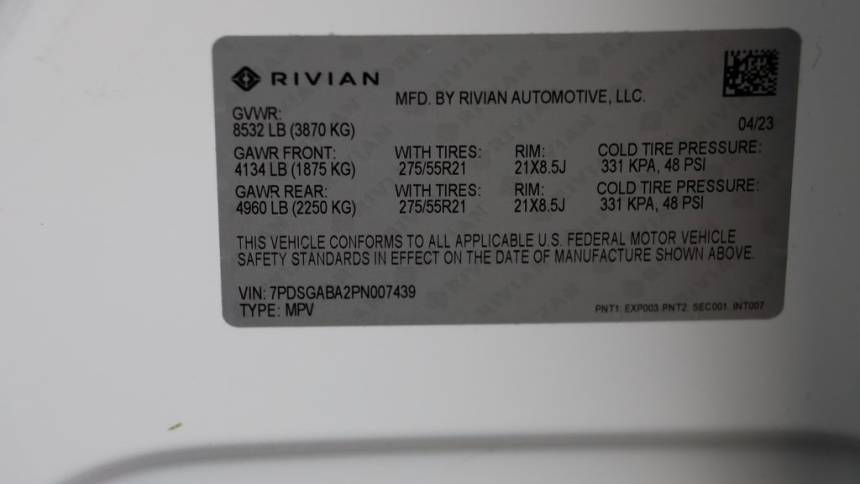 2023 Rivian R1S 7PDSGABA2PN007439