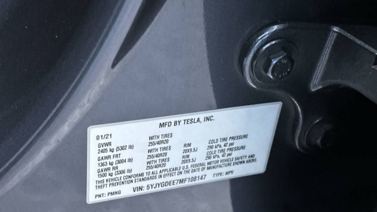 2021 Tesla Model Y 5YJYGDEE7MF108147