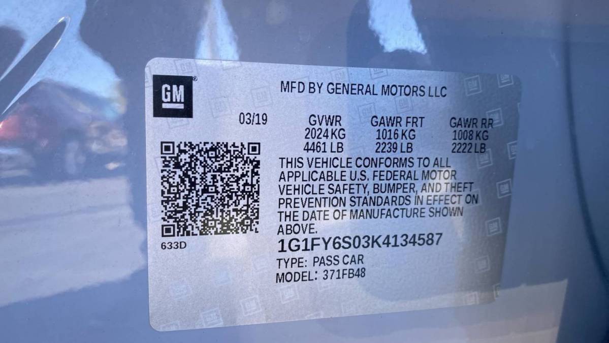 2019 Chevrolet Bolt 1G1FY6S03K4134587