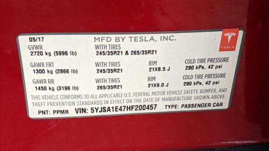 2017 Tesla Model S 5YJSA1E47HF200457