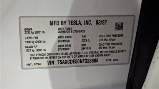 2022 Tesla Model X 7SAXCDE50NF338608