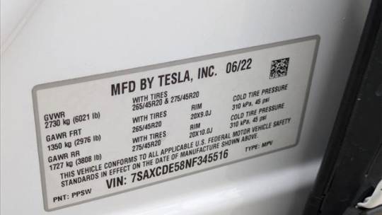 2022 Tesla Model X 7SAXCDE58NF345516