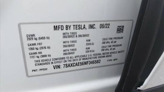 2022 Tesla Model X 7SAXCAE56NF346582