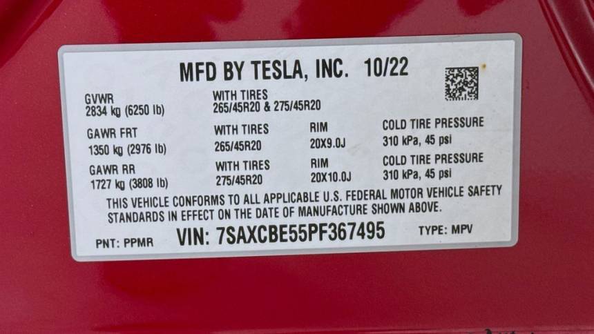 2023 Tesla Model X 7SAXCBE55PF367495