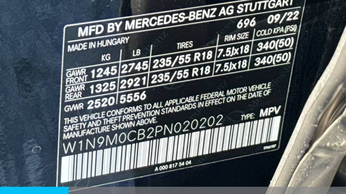 2023 Mercedes EQB W1N9M0CB2PN020202