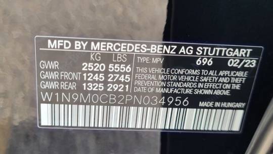 2023 Mercedes EQB W1N9M0CB2PN034956