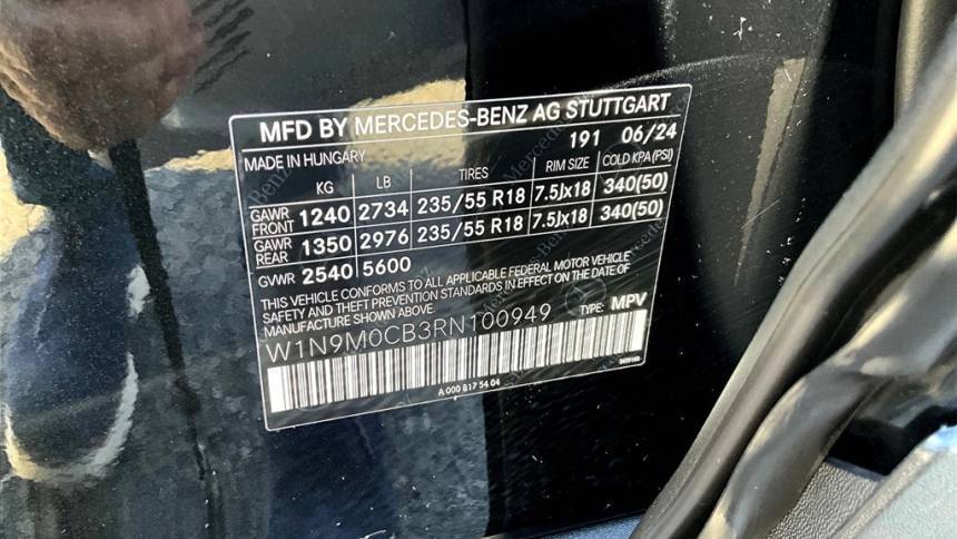 2024 Mercedes EQB W1N9M0CB3RN100949