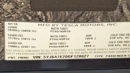 2016 Tesla Model S 5YJSA1E20GF128627