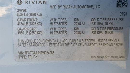 2023 Rivian R1T 7FCTGAAA9PN024066