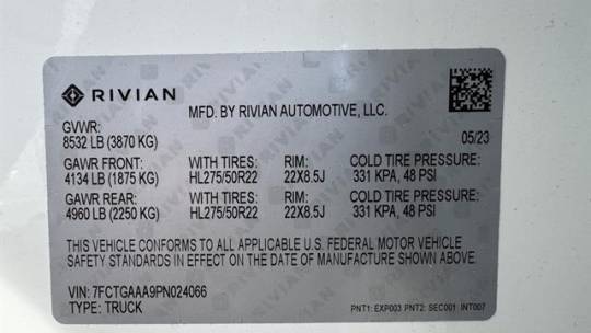 2023 Rivian R1T 7FCTGAAA9PN024066