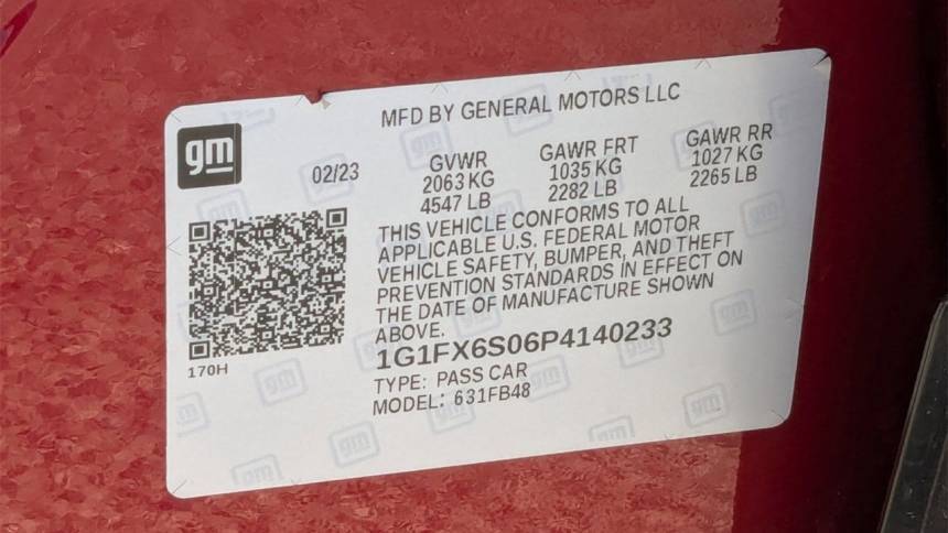 2023 Chevrolet Bolt 1G1FX6S06P4140233