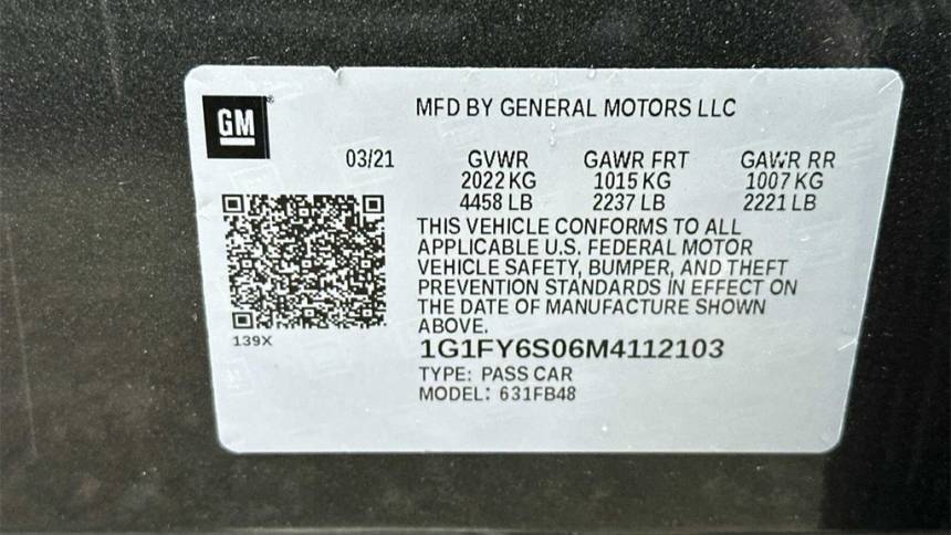 2021 Chevrolet Bolt 1G1FY6S06M4112103