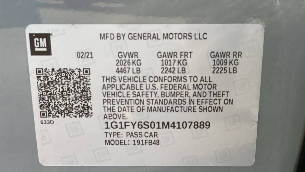 2021 Chevrolet Bolt 1G1FY6S01M4107889