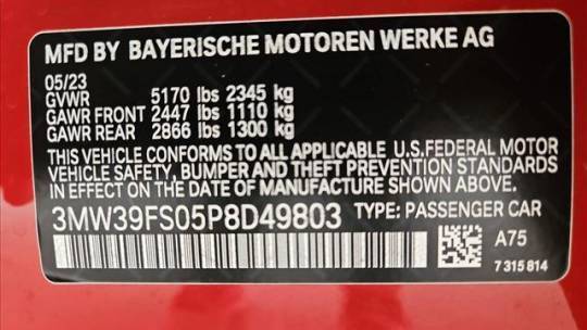 2023 BMW 3 Series 3MW39FS05P8D49803