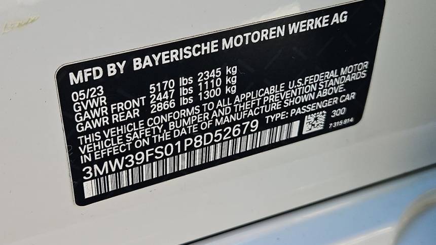 2023 BMW 3 Series 3MW39FS01P8D52679