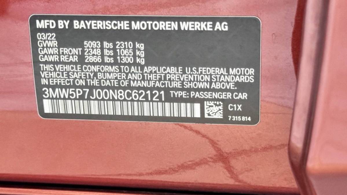 2022 BMW 3 Series 3MW5P7J00N8C62121