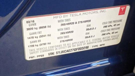 2016 Tesla Model X 5YJXCAE27GF003298