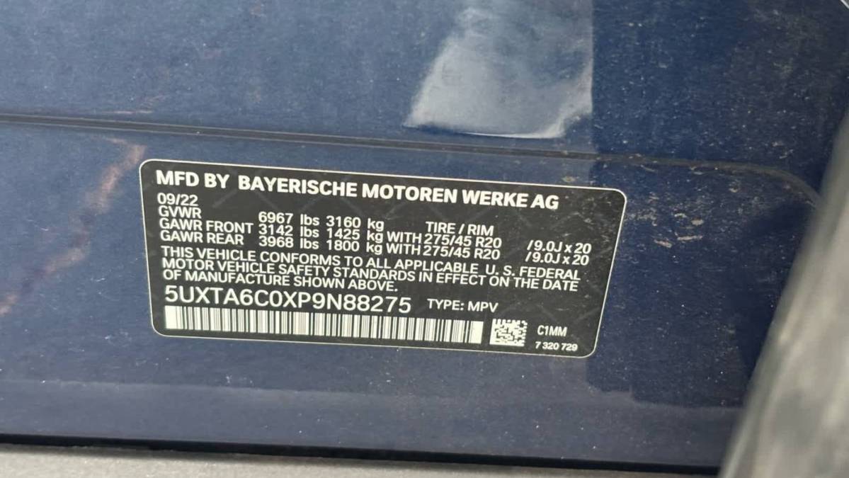 2023 BMW X5 5UXTA6C0XP9N88275