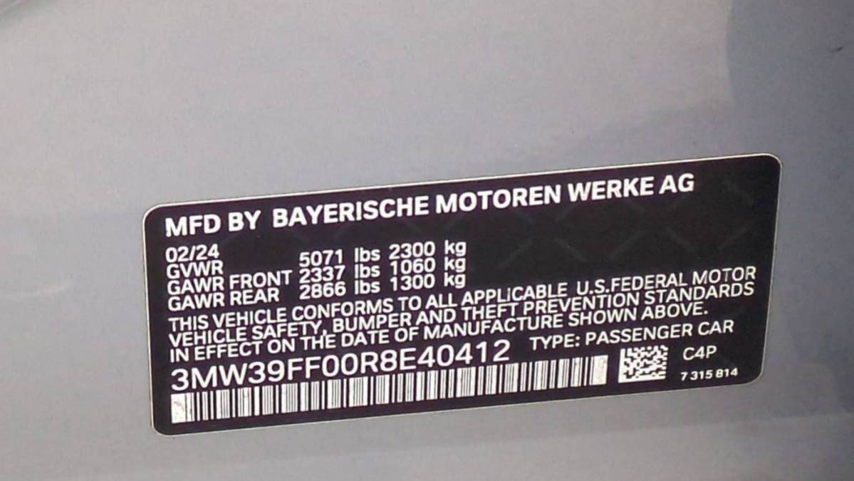 2024 BMW 3 Series 3MW39FF00R8E40412