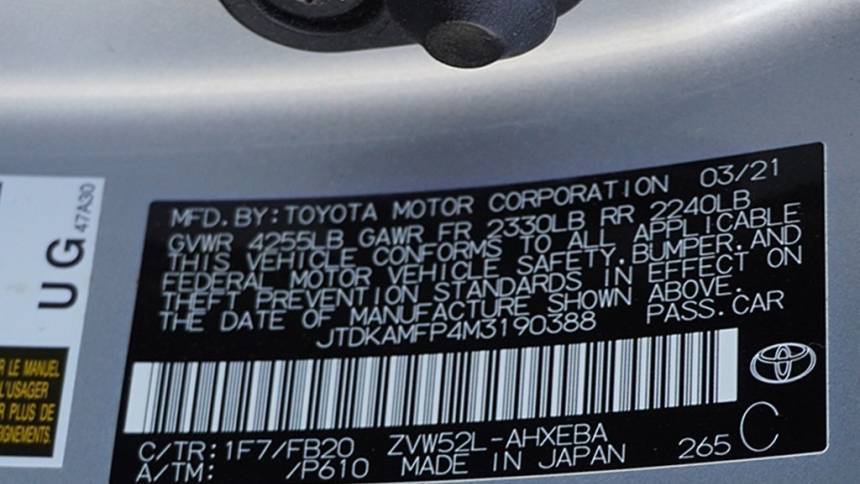 2021 Toyota Prius Prime JTDKAMFP4M3190388