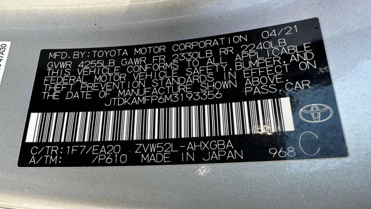 2021 Toyota Prius Prime JTDKAMFP6M3193356