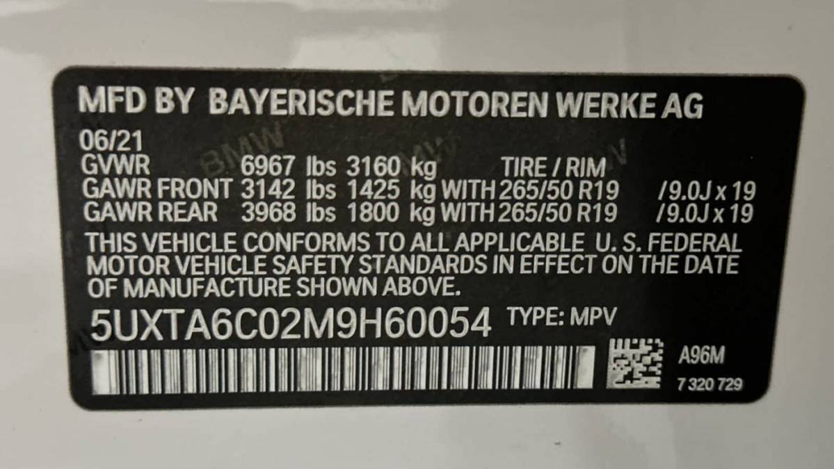 2021 BMW X5 5UXTA6C02M9H60054