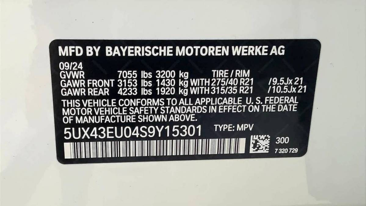 2025 BMW X5 5UX43EU04S9Y15301