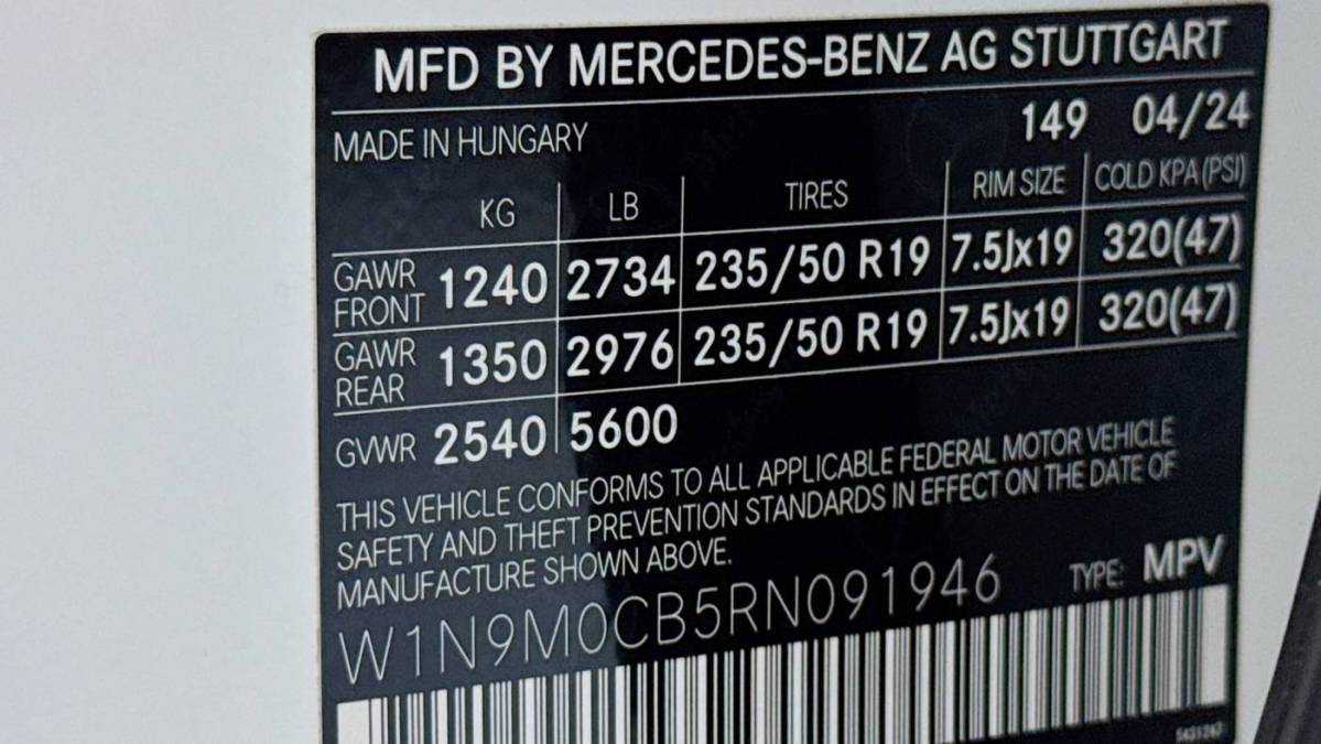 2024 Mercedes EQB W1N9M0CB5RN091946