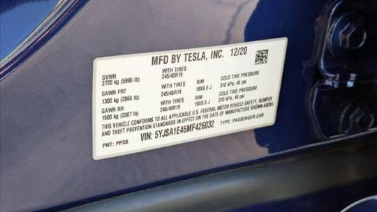 2021 Tesla Model S 5YJSA1E46MF426032