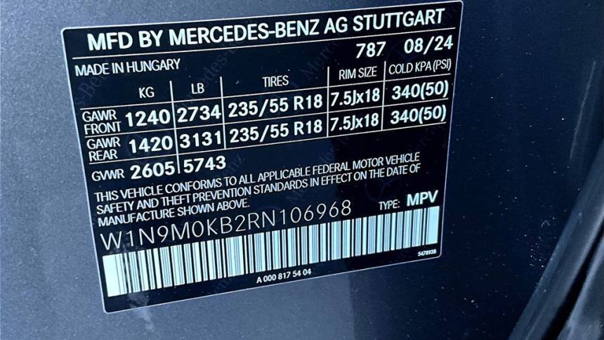 2024 Mercedes EQB W1N9M0KB2RN106968