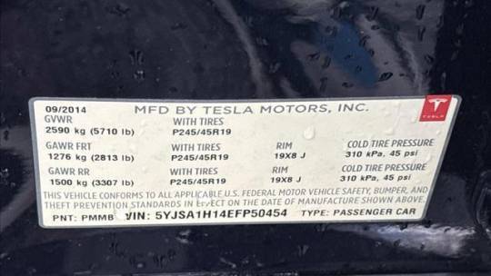 2014 Tesla Model S 5YJSA1H14EFP50454