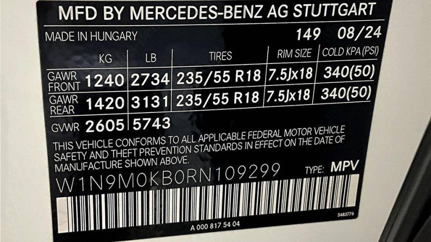 2024 Mercedes EQB W1N9M0KB0RN109299