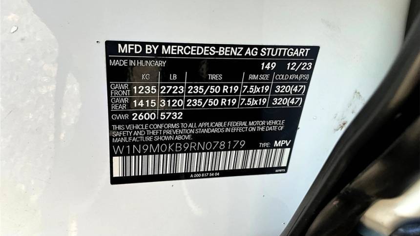 2024 Mercedes EQB W1N9M0KB9RN078179