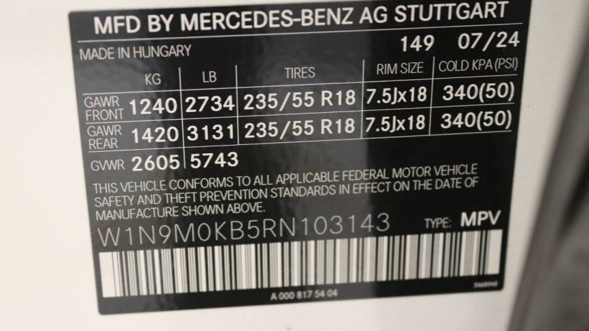 2024 Mercedes EQB W1N9M0KB5RN103143