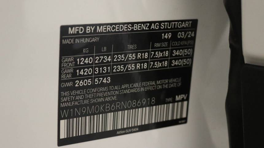 2024 Mercedes EQB W1N9M0KB6RN086918