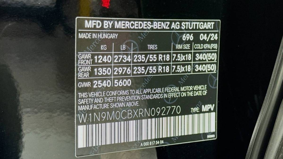 2024 Mercedes EQB W1N9M0CBXRN092770