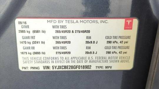 2016 Tesla Model X 5YJXCBE28GF018902