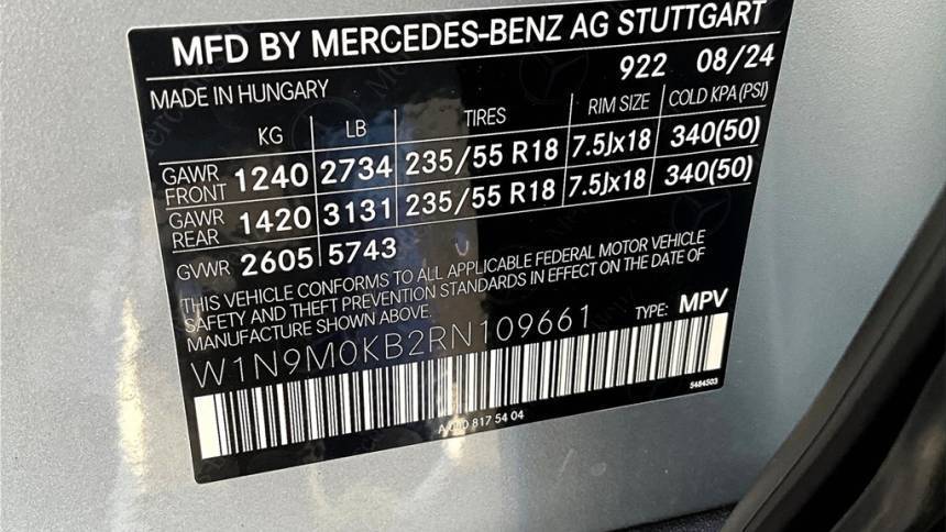 2024 Mercedes EQB W1N9M0KB2RN109661