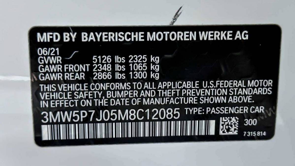 2021 BMW 3 Series 3MW5P7J05M8C12085