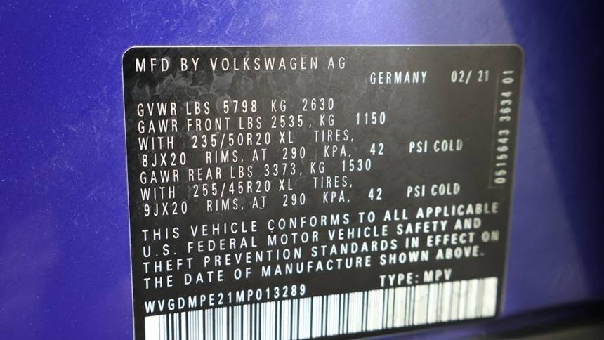 2021 Volkswagen ID.4 WVGDMPE21MP013289